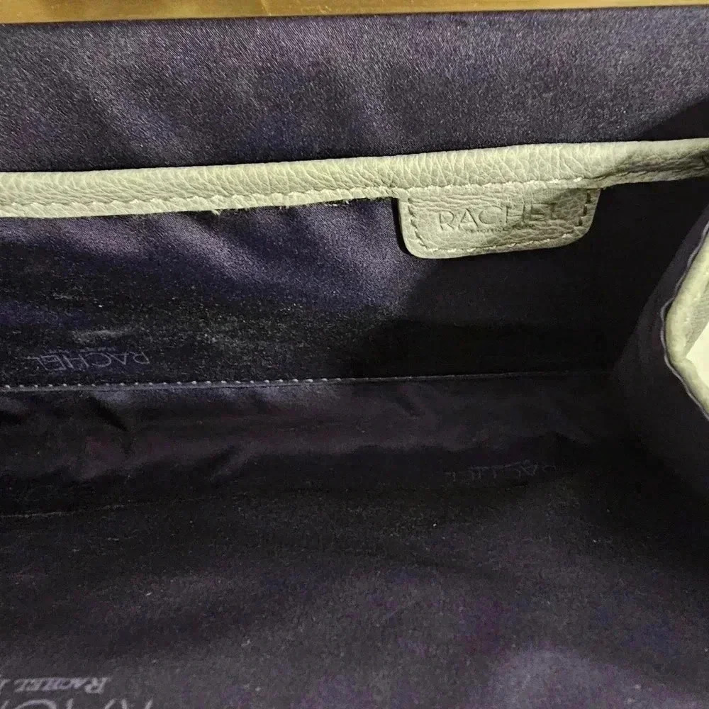 Rachel Roy Grey Silver Black Animal Print Brushed Nickle Clutch Bag - Picture 3 of 8